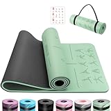 OUTDOUSE Yoga Matte, TPE Yogamatte Rutschfest Hautfreundliche Gymnastikmatte mit Ausrichtungslinien Sportmatte Dicke 6mm, Fitnessmatte Turnmatte Pilates Matte mit Tragegurt 183x61cm