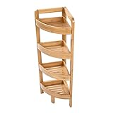 AD.CON Bambus Badregal Standregal Eckregal Badregal mit 4 Ablagen Holzregal Badezimmerregal