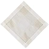 matches21 HOME & HOBBY Tischdeckchen ALMA 35 x 35 cm beige Leinenoptik mit Hohlsaum Landhausstil Polyester Leinen Mischung