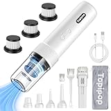 Topipop Handstaubsauger - 21000Pa 5-in-1 Kabellos Akku Staubsauger, Stark Saugkraft & Wiederaufladbarer Handsauger, Mini Autostaubsauger mit LED-Licht für Auto, Haus, Büro, Tierhaare, Car