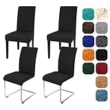Yugarlibi Stuhlhussen 4er Set Stretch Stuhlhussen Schwingstuhl Elastische Hussen Stuhlbezug Abnehmbarer Waschbarer Stühle Schutz für Küche Restaurant Hotel Bankett Hochzeit (Schwarz, 4 Stück)
