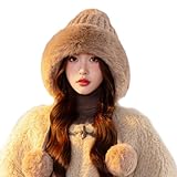 MALSSE Modische Wintermütze, lässige Ohrenklappe, Thermo-Ohrenklappe, Cartoon-Muster zum Wandern und Skifahren, Unisex-Fellmütze, khaki, One size
