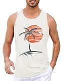 Runcati Printed Tank Top Herren Ärmelloses Sport Muskelshirt Fitness Gym Training Unterhemd Baumwolle Atmungsaktive Bodybuilding Shirt,Weiß,L