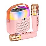Tragbares Karaoke-Gerät für Kinder, Karaoke-Maschine für Kinder, 1200 mAh, Karaoke-Maschine für Familienkaraoke, Karaoke-Lautsprecher mit schillernden Lichtern für Erwachsene / Kinder