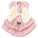 Yaopelky Hund Prinzessin Kleid für kleine Hunde Katze Schleife Kleid mit D-Ring Hund Mädchen Hochzeit Kleidung niedlichen Welpen Tutu Rock Doggy Sommer Kostüm,Größe S(3.3-2.5kg),Rosa