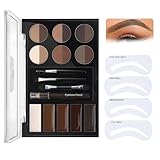 Augenbrauenfarbe Palette, 3-In-1 Wasserfester Augenbrauen Creme Puder Makeup Lidschatten Augen-Make-Up Schale Mit Applikator Und Schablone - Lang Anhaltend, Einfach Zu Bedienen, 12 Stunden Aufenthalt