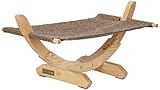 Kerbl Pet Pet Hängematte Siesta 2.0, Katzenhängematte aus Leinen, waschbar, Stabiles Massivholzgestell, Anti-Rutsch-Noppen, Ruheplatz/Schlafplatz für Katzen, 61x37x29 cm, Braun