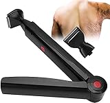 Faltbare Herren Rückenhaare Rasierer,USB Verstellbare Körperrasierer Mit Doppelmesserkopf und Ergonomischer Armverlängerung Für Herren Karosserie Schmerzlos Keine Sackgassen Haarentfernung