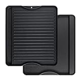 Denmay Gusseisen-Grillplatte 34 X 40cm reversibler Kochgrill & Grillpfanne 2-in-1, multifunktional Gusswendeplatte für offenes Feuer, Gasgrill, Ofen, Holzkohlegrill, 1 Pack