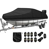 Bootspersenning Abdeckplane Bootsplane, 420D Oxford Tuch Abdeckplanen Für Boote,Persenning Anti-UV Bootsplane mit Aufbewahrungstasche,für V-Rumpf, Ruderboot, Angelboot,Schwarz