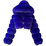 Kurz Pelzmantel Damen Elegant Einfarbig Kunstpelze Jacke Kunstfell Mantel mit Kapuze Kuschelig Fellmantel Dicke Warme Winterjacke Winter Pelzjacke Langarm Wintermantel Felljacke Übergangsjacke