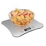 MaxSell Digitale Küchenwaage Bhomely | Elektronische Küchenwaage digital mit 2x AAA-Batterien | Edelstahl Lebensmittelwaage 5kg - 15kg (B, 5kg)