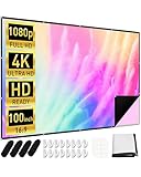 Leinwand Beamer 100 Zoll, KESCRON 16:9 HD Projektor Leinwand Projector Screen Faltbare und Tragbare Anti-Falten Beamerleinwand Outdoor Movie Projektionsleinwand Projektion Indoor für Heimkino
