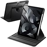 JETech Rotierende Hülle für iPad Air 11 Zoll M2 (2024), iPad Air 5/4 (2022/2020 5./4. 10,9 Zoll) mit Stifthalter, 360 Grad Drehbare Schutzhülle Ständer Transparente Rückseite (Schwarz)