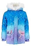Disney Stitch Mantel für Mädchen, Warme und Weiche Wattierte Winterjacke, Kapuzenmantel für Mädchen, Größen 3 bis 8 Jahre (DE/NL/SE/PL, Alter, 6 Jahre, Regular, Blau)