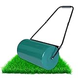 HENGMEI Rasenwalze Gartenrolle Handwalze Gartenwalze Metall Rasenroller 57cm Breite, 32 cm Durchmesser Füllvolumen: ca. 46 L für Rasen & Acker, Grün