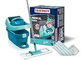 Leifheit Set Wischtuchpresse Profi XL mit Bodenwischer und Rollen, Putzen mit sauberen Händen & ohne Bücken, Ergebnisse wie handgewrungen, mit Mikrofaser Wischbezug für Fliesen & Laminat, Click-System