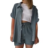 Generisch Sweatjacke Damen Oversize Sweatshirtjacke Dünne Sportjacken Hoodie Bluse Hemd und Shorts Zweiteiler Set Baumwolle Strand Outfit Langarm Sweat Jacke Zip Jacken Lang Kapuzenjacke Sweatshirt