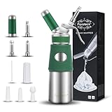 Parateck Sahnespender 500ml Schlagsahnebereiter Edelstahl Sahnesyphon mit Sprühdüsen Reinigungsbürste (Grün)