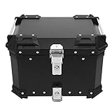 BigKing Motorrad Heckbox,Motorradkoffer, Topcase für Roller, Universal Schwarz Motorrad TopcaseProfessionelle CNC Aluminiumlegierung Aufbewahrungsbox Universal Top Case (Schwarz, 45L)