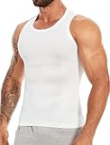 MISS MOLY Shapewear Herren Kompressionsshirt Ärmellos Body Shaper Elastische Bauchweg Unterhemd Tank Top Figurformend Bauchweg Shirt Herren Weste (Weiß, L)