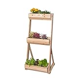 PFLANZENHOLZ® Premium hochbeet 3 etagen 113x60x42 cm, Pflanzentreppe aus Zedernholz - Platzsparendes Holz Hochbeet für Balkon und Garten - Pflanzenregal inkl. Vlies und Kupferdesign Stecknadeln