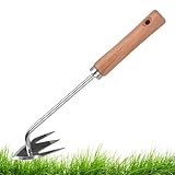 Unkrautstecher Edelstahl, Unkrauthacke, Unkraut Entferner Gerät, Doppelseitige Unkrautzieher Handwerkzeug, Robustes 3-Zähne-Gerät Für Blumen Gemüse Rasen Garten Außenbereich