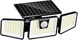 FLOWood 156LED Solarlampen für Außen, 360° Drehbare Solarleuchten für Außen mit Bewegungsmelder, IP65 Wasserdichte 270° Beleuchtungswinkel, Solar Wandleuchte Aussen für Garten Veranda Garage, 1 Stück