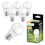 Lumiled LED Leuchtmittel E27 P45 8W ersetzt 60W 880lm 3000K warmweiß 230V 180° Abstrahlwinkel Nicht Dimmbar Tropfenform Energiesparlampe 6er Set – LED Birnen in kleiner Kugelform