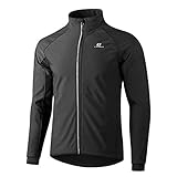 LAMEDA Fahrradjacke Herren Winter Laufjacke Thermo Softshelljacke Winddicht Atmungsaktiv Wasserabweisend Reflektierend für Radfahren Laufen Wandern Outdoor-Aktivitäten Schwarz L