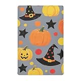 Sábanas de cuna para Halloween-Bettwäsche, gelber Kürbis-Hexenhut, Kleinkind-Bettwäsche, 132 x 71 cm