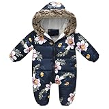 YFPICO Baby Snowsuit Winter Overall Strample für Baby Jungen Mädchen mit Fellkapuze Jumpsuit Kleidung Warm Outfits
