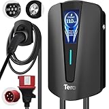 Tera EV Ladegerät Typ 2 11KW Heim-Ladestation Wallbox Ladekabel Elektroauto mit Kabelhalterung Ladekabel 3-Phasig CEE Stecker 16A 400V Kabel für Elektrofahrzeuge und Plug-in-Hybrid-Autos, Q8
