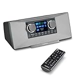 MEDION P85333 Internetradio mit DAB+ (WLAN, UKW, Spotify Connect, Amazon Music, DLNA, USB, Kopfhörer-Anschluss, AUX, Stereo Line-Out Cinch, Sleep Timer) grau