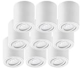 Oktaplex 9 Stück Aufbaustrahler Weiß - inkl. LED Modul dimmbar 4,9W 230V 4000K neutralweiß 80x85mm Aufputz Aufbauspot Lile M Aluminium Schwenkbar