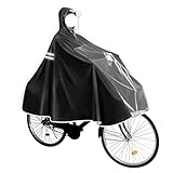 Eruaolytic Regenponcho Fahrrad Damen & Herren Schwarz – Wasserdichtes Regencape XXL Unisex mit Kapuze & Sichtfenster, Atmungsaktiv, Reflektorstreifen für Nachtfahrten & Outdoor
