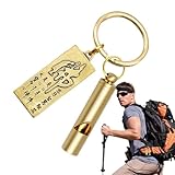 Tisujune Messing Pfeife, Messingüberlebenspfeife, Goldene Messing Laute Sicherheit Pfeife, Ehrfurchtsamer Autoschlüsselanhänger, multifunktionales Überlebenswerkzeug im Freien für Camping, Wandern,