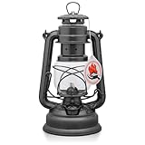 Feuerhand Sturmlaterne Baby Special 276 Metallgrau Glitzer - Für Garten, Camping & Balkon - traditionelle Petroleumlampe - Mit 20 Stunden Leuchtdauer - Made in Germany