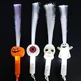 Halloween Leuchtstäbe,4Stück Halloween Knicklichter Kinder LED Leuchtwedel Glow Sticks LED Leuchten Glasfaser Leuchtwedel Knicklichter Party Set Weiße Leuchtstab Leuchten im Dunkeln Party Mitgebsel