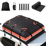 JOBYNA Dachbox Auto, Faltbare Dachkoffer Gepäckbox 100% Wasserdichter Dachtasche Auto, Dachgepäckträger Tasche für alle Autos mit Antirutschmatte (568L / 21 Kubikfuß - Orange)
