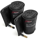 Fincci Fahrradschlauch 26 Zoll - Paar Fatbike MTB Schlauch 26 Zoll x 4.0 mit Schrader Autoventil Ventil 48 mm, Schläuche Fahrrad für Fat Bike, EBike, Mountainbike,Rennrad Fahrrad, klapprad - 2er Pack