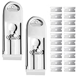 2 Stück 113 × 41.5mm Ceranfeldschaber mit 20 Klingen, Robust und Einfach zu Bedienen, Glasschaber, Vielseitig, Schaber Herdkratzer, für Glaskeramik, Induktionskochfeld, Kochfeld