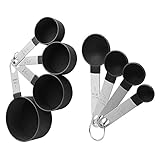 Messlöffel set, Multifunktionslöffel Für die Messung von Feststoffen oder Flüssigkeiten in der Küche, Schwarz, 8 Stück