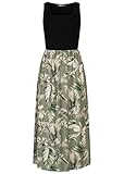 Cloud 5ive Damen Kleid Maxi-Dress 2-Tone mit Palmen Print