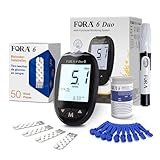 FORA 6 DUO Blutzuckermessgerät (mmol/L) mit 60 Blutzucker-Teststreifen + 60 Lanzetten | Bluetooth & App | Für Diabetes-Selbstkontrolle & Zuckermanagement