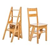 Tragbarer 4-stufiger Bibliotheksleiter, Massivholz, Klapphocker, ideal für Büro, Zuhause, Outdoor, Küche, robuste Präsentationsunterstützung für Erwachsene