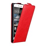 Cadorabo Hülle kompatibel mit Huawei P8 Flip Design aus Premium Kunst Leder Flip Klappbare Stoßfeste Magnetische Cover Hülle für Huawei P8 Tasche in Rot