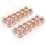 COM-FOUR® 2x Eierbox für 12 Eier - Eier-Aufbewahrung - Eierbehälter für den Kühlschrank - Eierhalter für frische Eier - Eierdose - Eier Aufbewahrungsbox