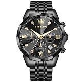 OLEVS Herrenuhr Edelstahl Diamant Formale Luxusuhr Leuchtend Wasserdicht Analog Quarzuhr Männer Geschenk