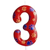 Geburtstagskerzen mit Hundepfotenabdruck, Nummer 3, Happy Birthday-Kerze, Pfotenaufsatz, Kerzen für Haustier-Patrol-Welpenparty, Dekorationen für Jungen und Mädchen, Partyzubehör zum 3. Geburtstag